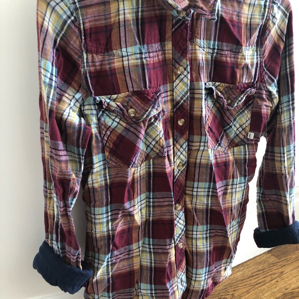 A&F Red Fitted Flannel